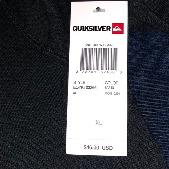 🆕Quiksilver Men's Snit Crew Plain Long Sleeve - Picture 6 of 7
